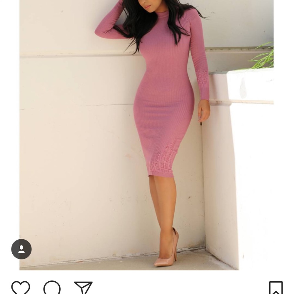 SOLD boutique distressed rose midi dress